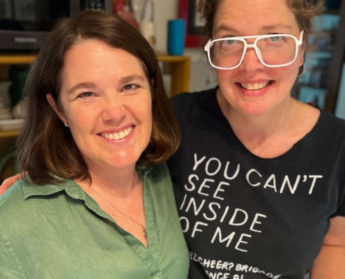 Leslie Millar, co-owner of The Quonset Hut, with artist, Letitia Quesenberry, circa 2022.